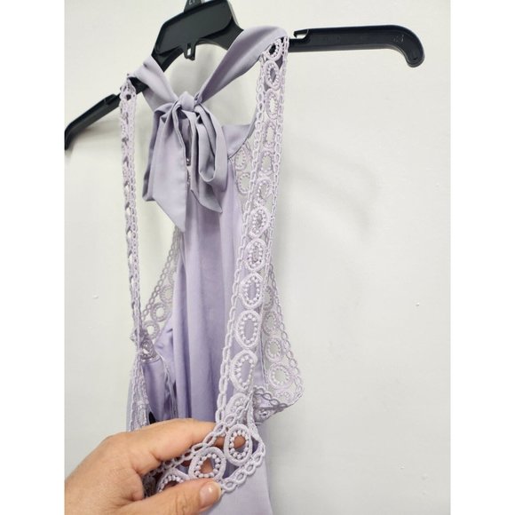 Lulus Womens Any Sway Shape or Form Mini Dress Size Medium Purple Lace Halter - Picture 7 of 10